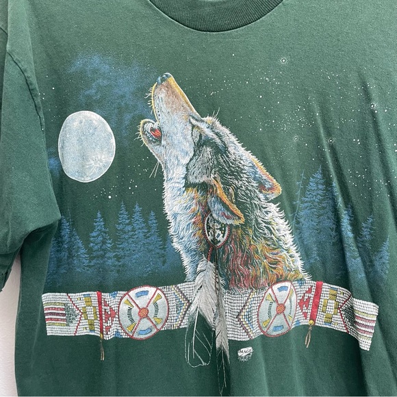 Vintage fruit of the loom T-shirt wolf moon made in USA 1999 size large - Picture 4 of 6